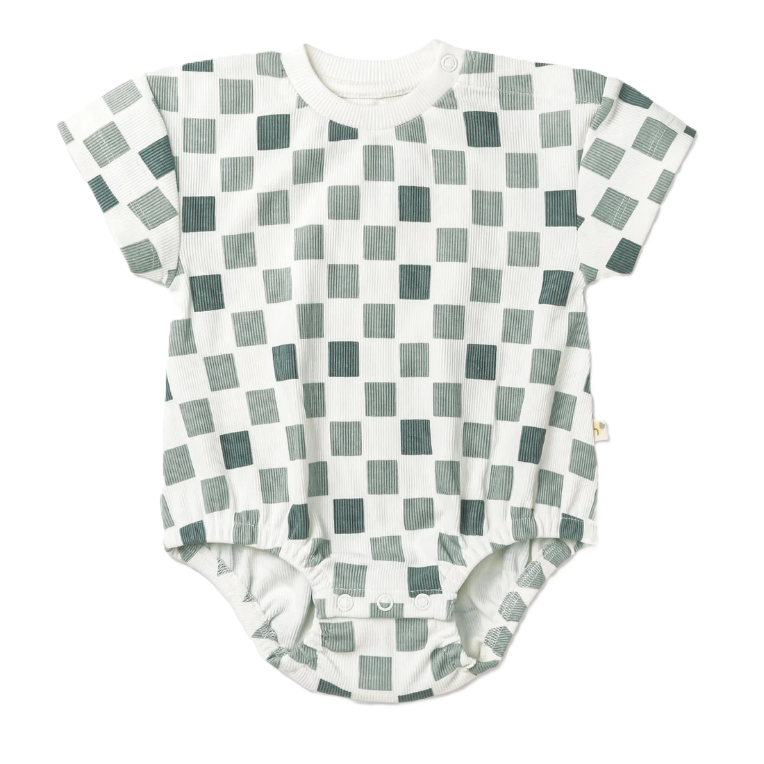 Checkered Short Sleeve Bubble Romper