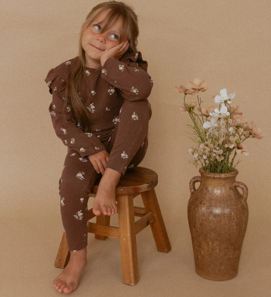 Organic Leggings, Set of 2 - Birch + Dark Brown