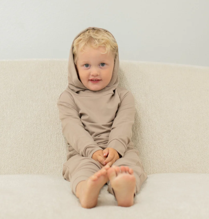 Just Taupe Hooded Jogger Set