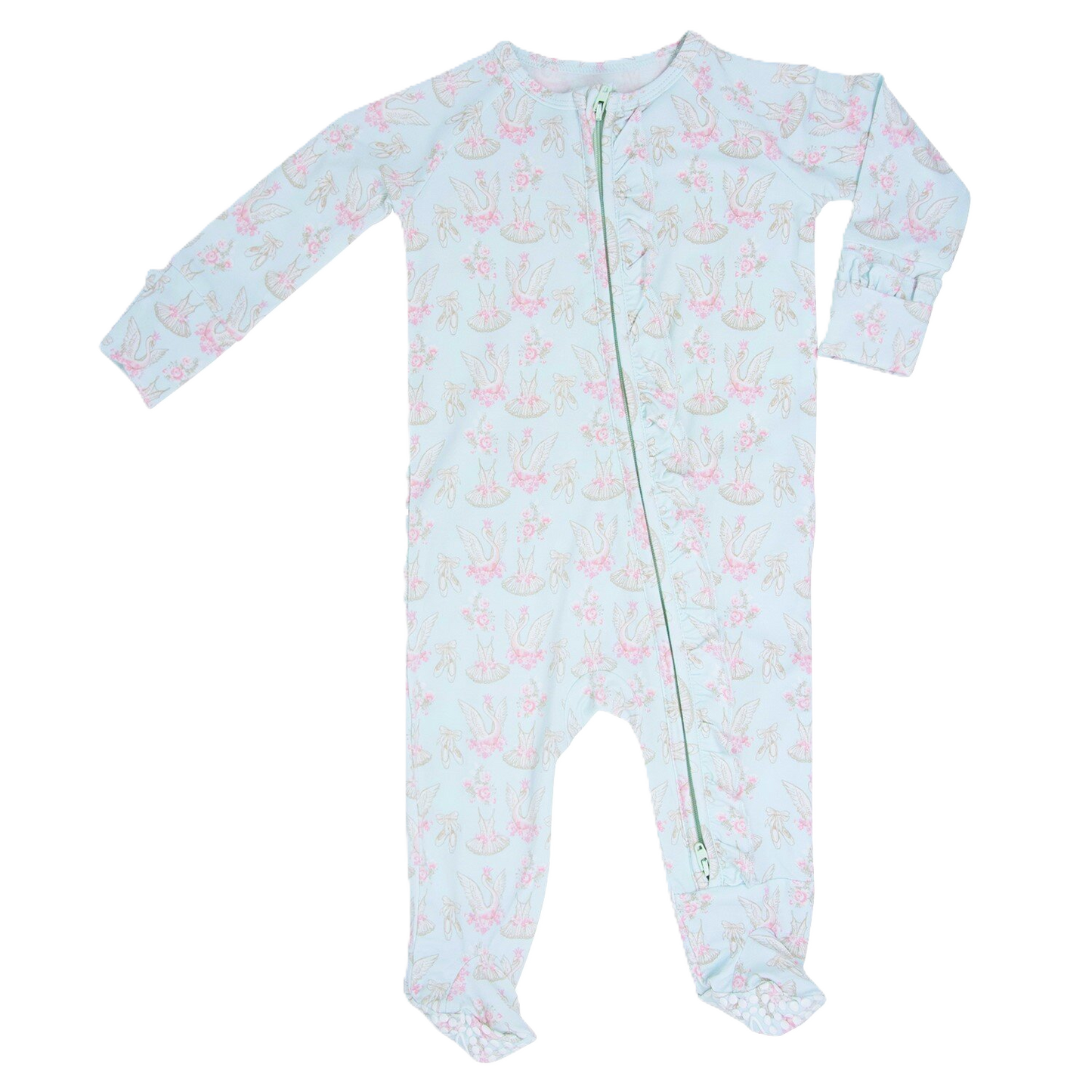 Dancing Swans Bamboo Ruffle Footie