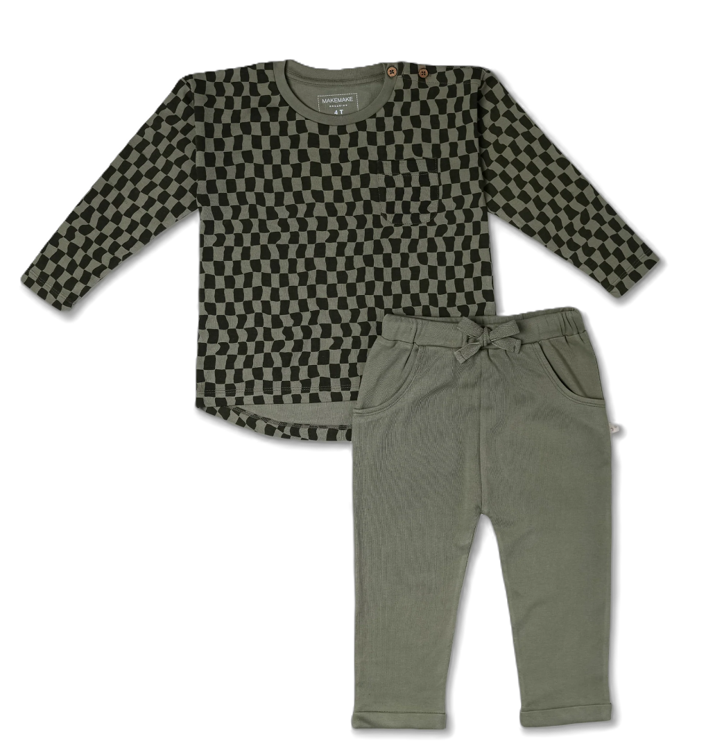 Checkered Tee & Pant Set