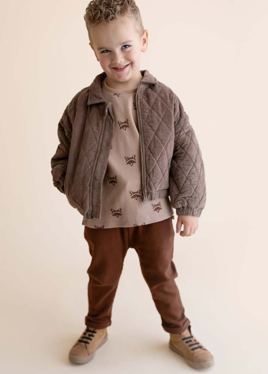 Quilted Bomber Corduroy Jacket